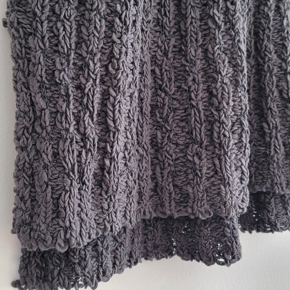 Eileen Fisher Charcoal Organic Cotton Fluff Crew Neck Vest Boucle Knit Top M - Picture 4 of 11